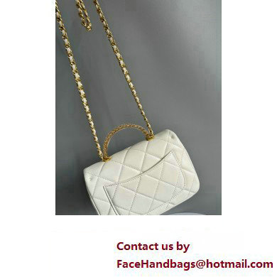 Chanel Lambskin, Resin  &  Gold-Tone Metal Small Flap Bag with Top Handle AS4848 White 2024